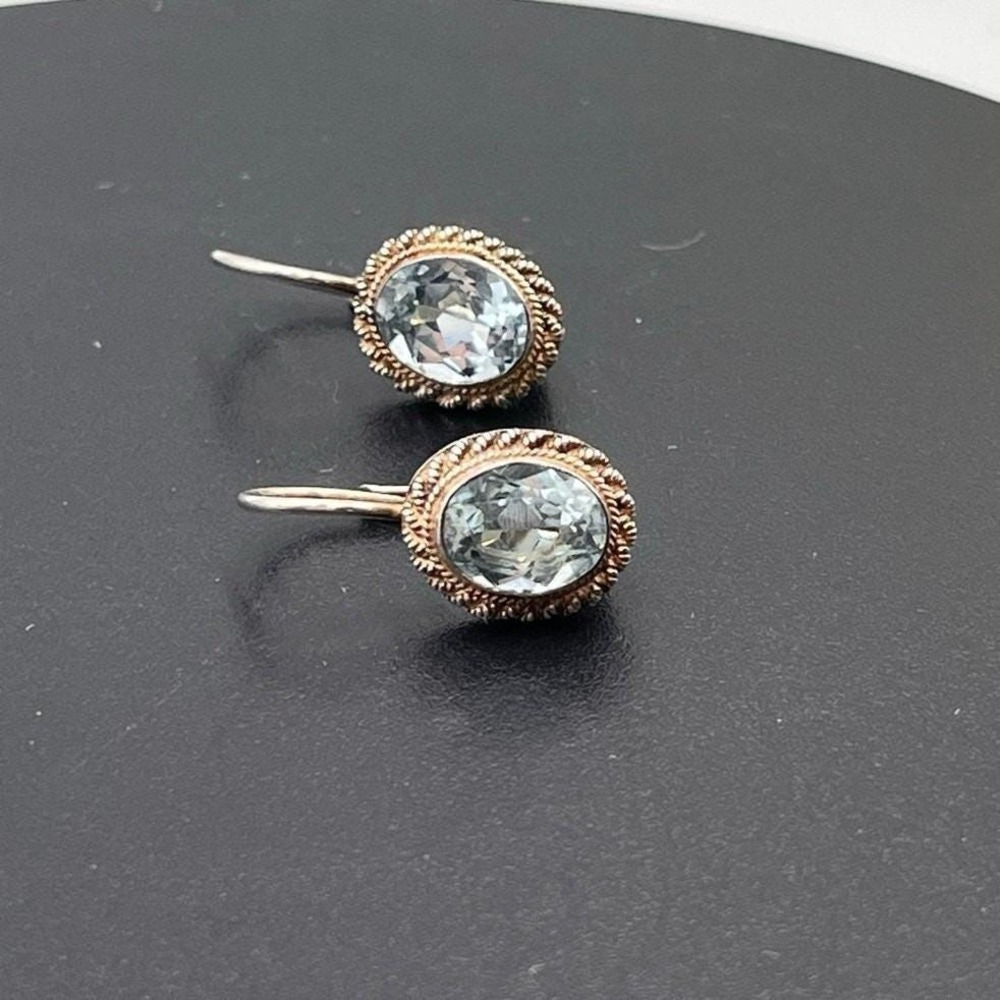 FAS Sterling Silver Blue Topaz 925 Sterling Silver Vintage Drop Earring